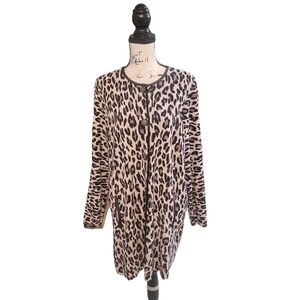 Belford Pima Cotton Designer Leopard Print Womens Sweater Cardigan Size‎ XL